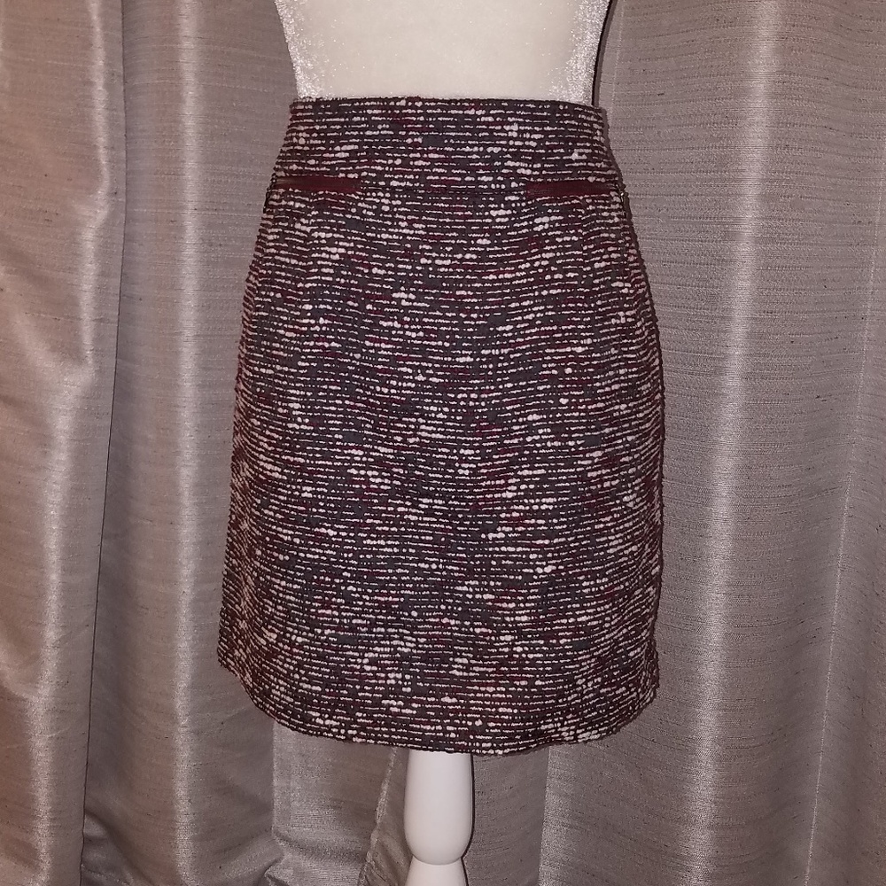Loft Grey and Maroon Skirt